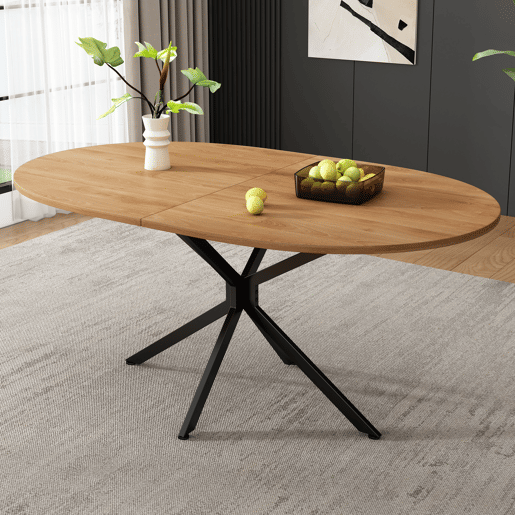 Mesa de jantar fixa oval 120 cm de mdf,natural Mesa de jantar fixa oval 120 cm de mdf,natural