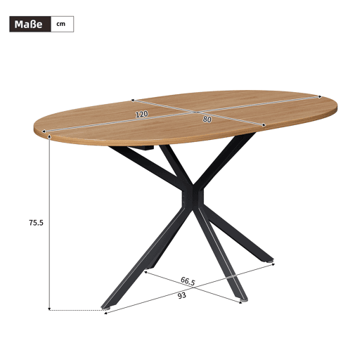 Mesa de jantar fixa oval 120 cm de mdf,natural Mesa de jantar fixa oval 120 cm de mdf,natural