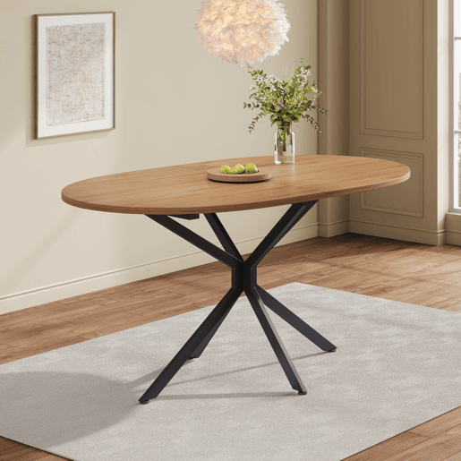 Mesa de jantar fixa oval 120 cm de mdf,natural Mesa de jantar fixa oval 120 cm de mdf,natural