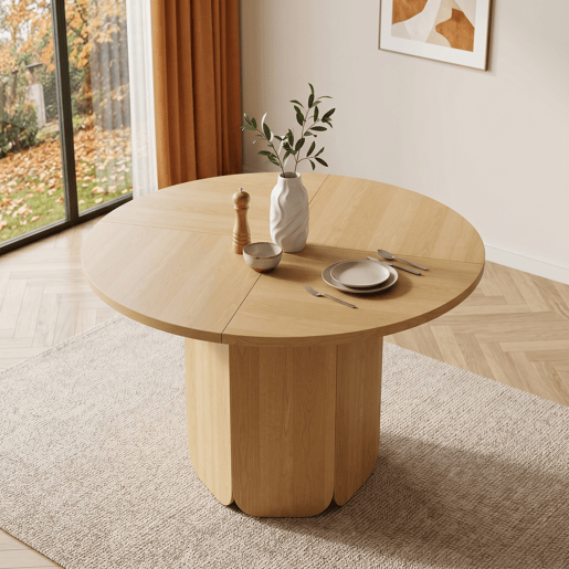 Mesa de jantar fixa redonda 120 cm de mdf,carvalho