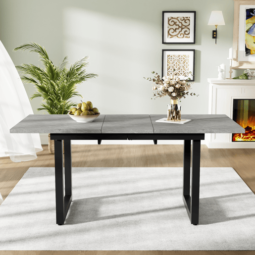 Mesa de jantar extensível retangular 140-180máx cm de mdf,cinza Mesa de jantar extensível retangular 140-180máx cm de mdf,cinza