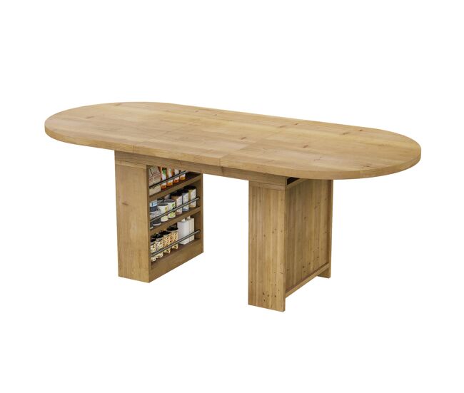 Mesa de comedor extensible ovalada 150-200máx cm de mdf,roble