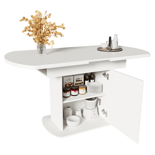 Mesa de jantar extensível oval 110-130máx cm de painel de partículas,branco