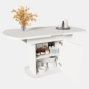 Mesa de jantar extensível oval 110-130máx cm de painel de partículas,branco