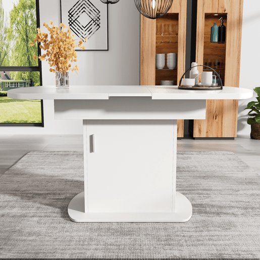Mesa de jantar extensível oval 110-130máx cm de painel de partículas,branco