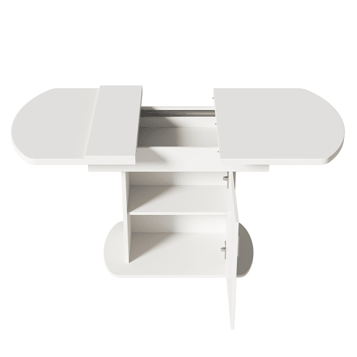 Mesa de jantar extensível oval 110-130máx cm de painel de partículas,branco