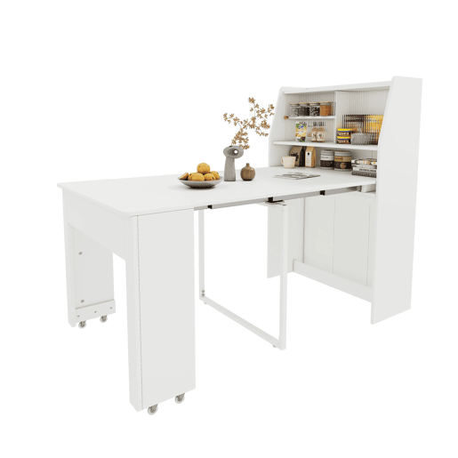 Mesa de jantar extensível retangular 52-132,5máx cm de painel de partículas,branco Mesa de jantar extensível retangular 52-132,5máx cm de painel de partículas,branco