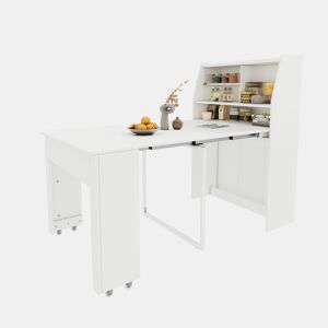 Mesa de jantar extensível retangular 52-132,5máx cm de painel de partículas,branco