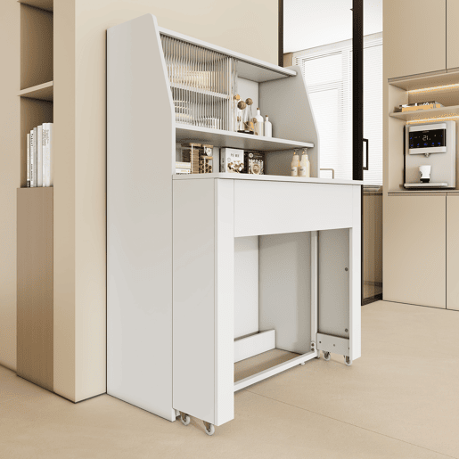 Mesa de jantar extensível retangular 52-132,5máx cm de painel de partículas,branco Mesa de jantar extensível retangular 52-132,5máx cm de painel de partículas,branco