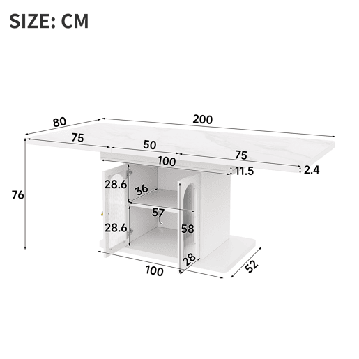 Mesa de jantar extensível retangular 150-200máx cm de mdf,branco Mesa de jantar extensível retangular 150-200máx cm de mdf,branco