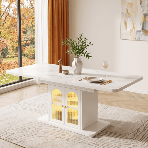 Mesa de jantar extensível retangular 150-200máx cm de mdf,branco Mesa de jantar extensível retangular 150-200máx cm de mdf,branco