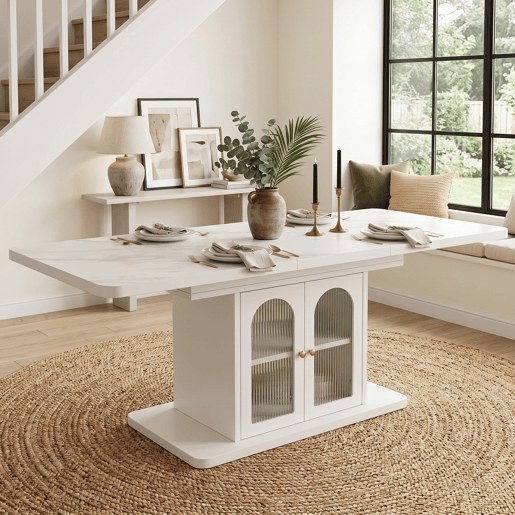 Mesa de jantar extensível retangular 150-200máx cm de mdf,branco Mesa de jantar extensível retangular 150-200máx cm de mdf,branco