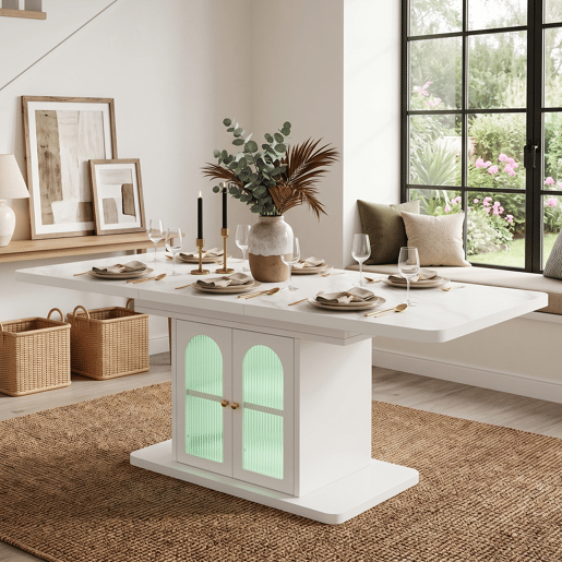 Mesa de jantar extensível retangular 150-200máx cm de mdf,branco Mesa de jantar extensível retangular 150-200máx cm de mdf,branco