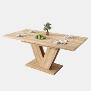 Mesa de jantar extensível retangular 140-180máx cm de mdf,natural