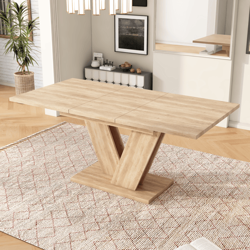 Mesa de jantar extensível retangular 140-180máx cm de mdf,natural