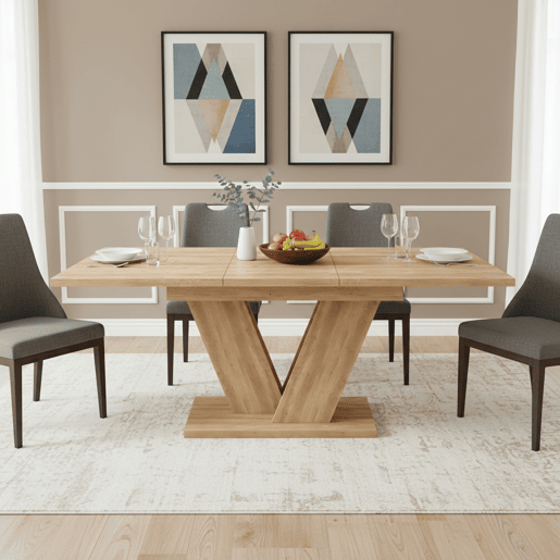 Mesa de jantar extensível retangular 140-180máx cm de mdf,natural