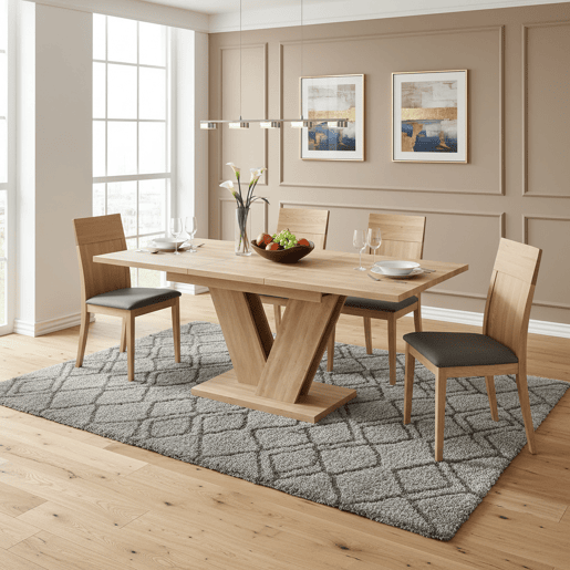 Mesa de jantar extensível retangular 140-180máx cm de mdf,natural