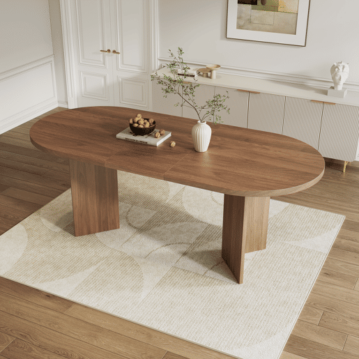 Mesa de jantar fixa oval 160 cm de mdf,noz Mesa de jantar fixa oval 160 cm de mdf,noz