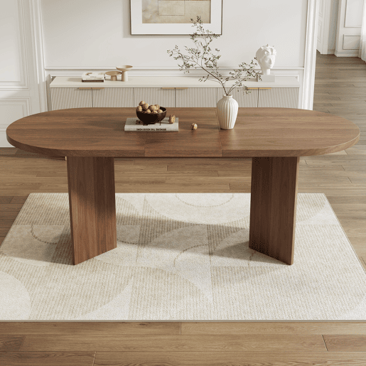 Mesa de jantar fixa oval 160 cm de mdf,noz Mesa de jantar fixa oval 160 cm de mdf,noz