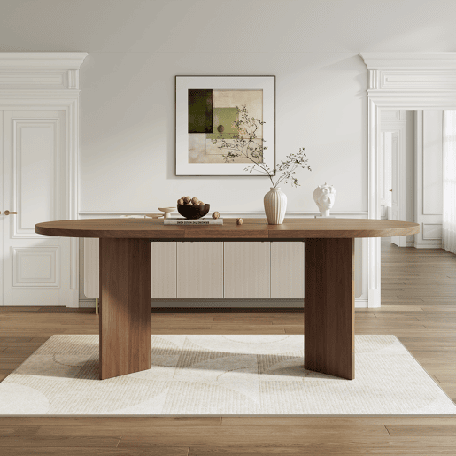 Mesa de jantar fixa oval 160 cm de mdf,noz Mesa de jantar fixa oval 160 cm de mdf,noz