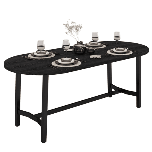 Mesa de jantar fixa oval 180 cm de mdf,preto Mesa de jantar fixa oval 180 cm de mdf,preto