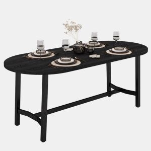 Mesa de jantar fixa oval 180 cm de mdf,preto