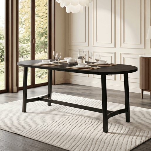 Mesa de jantar fixa oval 180 cm de mdf,preto Mesa de jantar fixa oval 180 cm de mdf,preto
