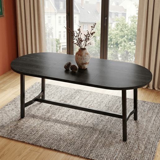 Mesa de jantar fixa oval 180 cm de mdf,preto Mesa de jantar fixa oval 180 cm de mdf,preto