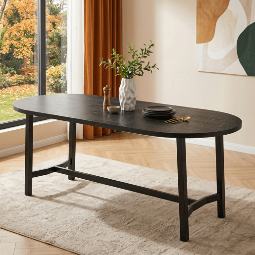 Mesa de jantar fixa oval 180 cm de mdf,preto Mesa de jantar fixa oval 180 cm de mdf,preto