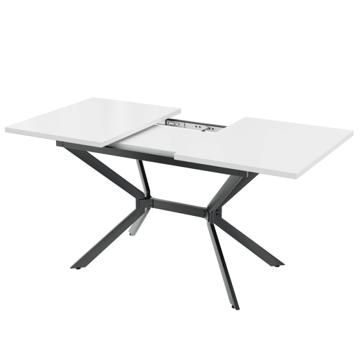 Mesa de jantar extensível retangular 120-160máx cm de mdf,branco
