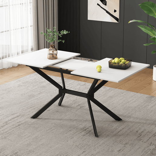 Mesa de jantar extensível retangular 120-160máx cm de mdf,branco