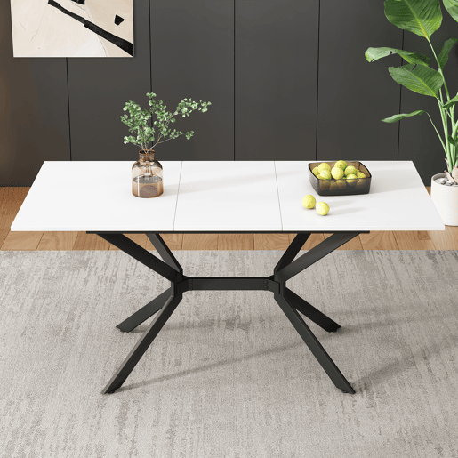 Mesa de jantar extensível retangular 120-160máx cm de mdf,branco