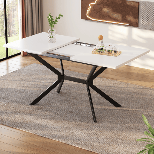 Mesa de jantar extensível retangular 120-160máx cm de mdf,branco