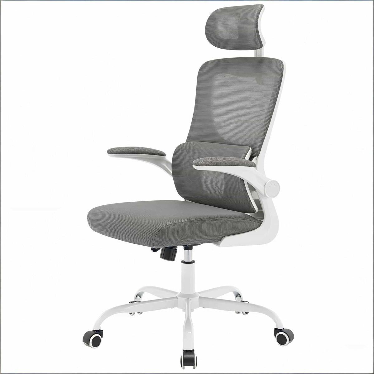 Silla de oficina 67,5x62x123,5 cm - respaldo alto, ergonómica, transpirable con ruedas - gris