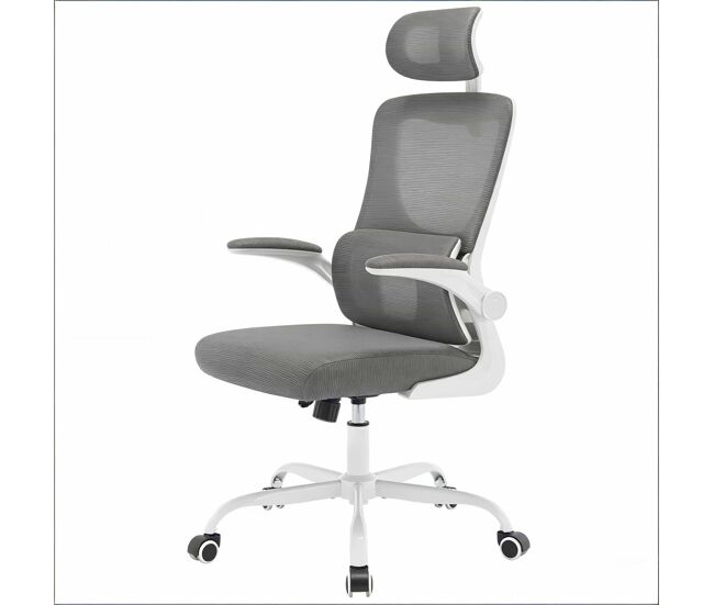 Silla de oficina 67,5x62x123,5 cm - respaldo alto, ergonómica, transpirable con ruedas - gris