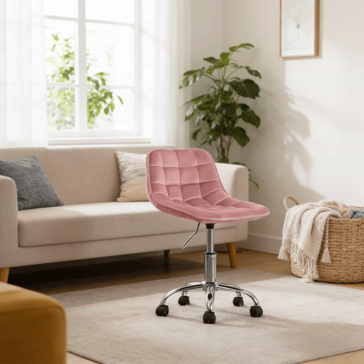 Cadeira de escritório 43x43x67,5 cm - confortável, estilo toucador e sala de estar - Rosa Cadeira de escritório 43x43x67,5 cm - confortável, estilo toucador e sala de estar - Rosa