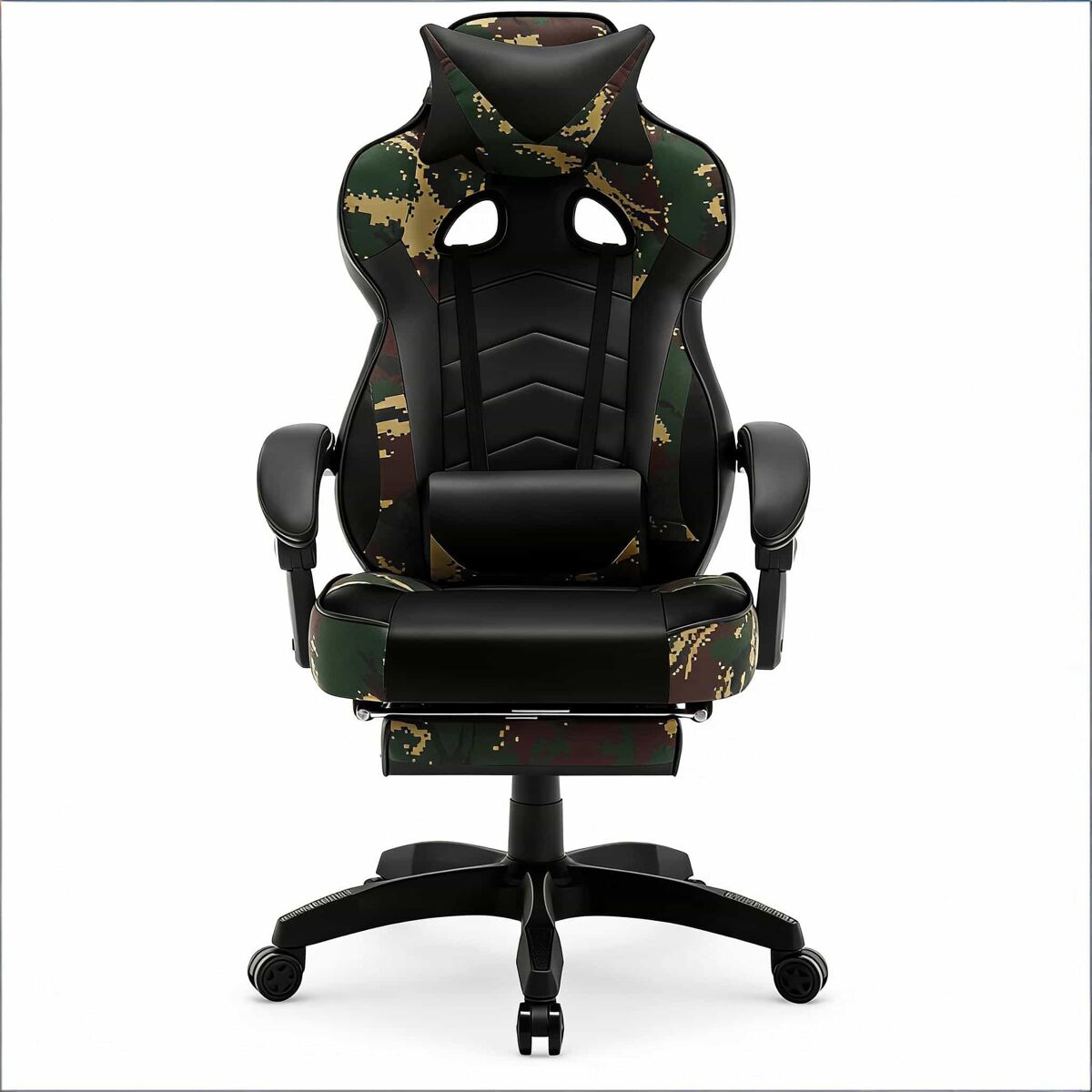 Silla de oficina gaming 70x70x130 cm - ergonómica, transpirable, respaldo alto, reclinable - negro y verde