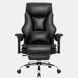Cadeira de escritório com encosto alto - Ergonómica e confortável para o computador - Preta