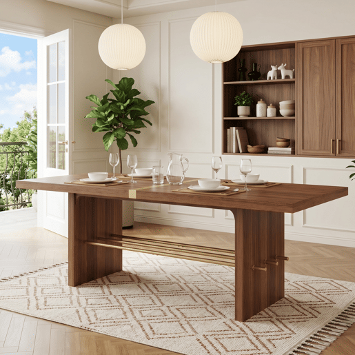 Mesa de jantar fixa retangular 180 cm de mdf,noz Mesa de jantar fixa retangular 180 cm de mdf,noz