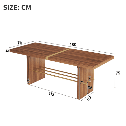Mesa de jantar fixa retangular 180 cm de mdf,noz Mesa de jantar fixa retangular 180 cm de mdf,noz