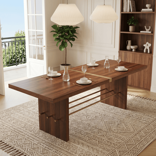 Mesa de jantar fixa retangular 180 cm de mdf,noz Mesa de jantar fixa retangular 180 cm de mdf,noz