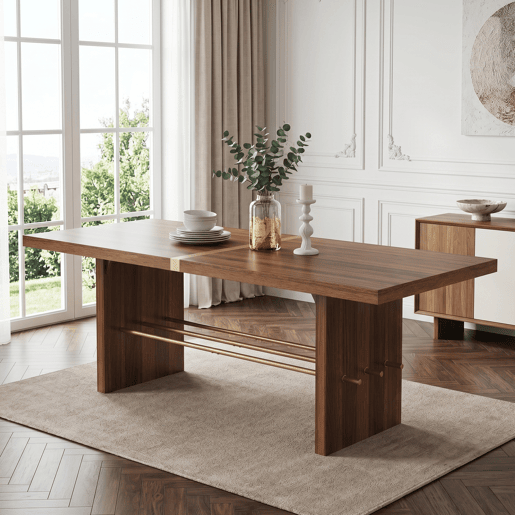 Mesa de jantar fixa retangular 180 cm de mdf,noz Mesa de jantar fixa retangular 180 cm de mdf,noz