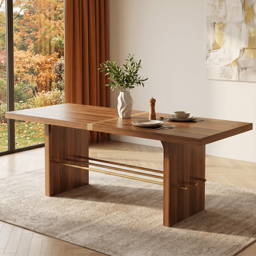 Mesa de jantar fixa retangular 180 cm de mdf,noz Mesa de jantar fixa retangular 180 cm de mdf,noz