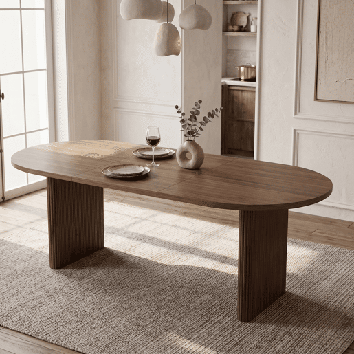 Mesa de jantar extensível oval 140-200máx cm de mdf,noz Mesa de jantar extensível oval 140-200máx cm de mdf,noz