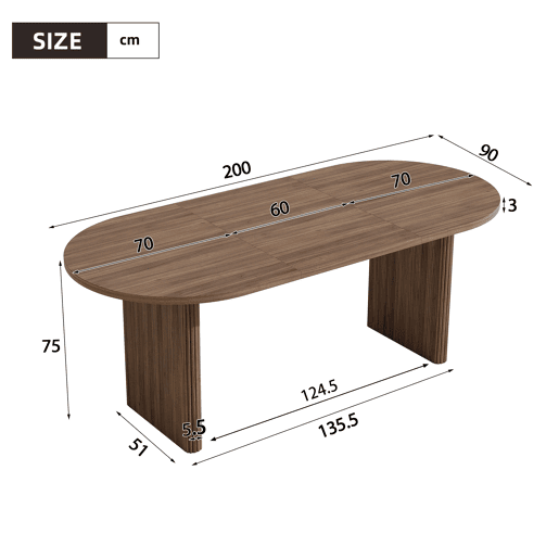 Mesa de jantar extensível oval 140-200máx cm de mdf,noz Mesa de jantar extensível oval 140-200máx cm de mdf,noz