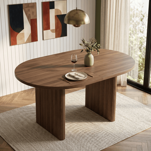 Mesa de jantar extensível oval 140-200máx cm de mdf,noz Mesa de jantar extensível oval 140-200máx cm de mdf,noz