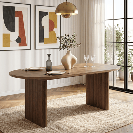 Mesa de jantar extensível oval 140-200máx cm de mdf,noz Mesa de jantar extensível oval 140-200máx cm de mdf,noz