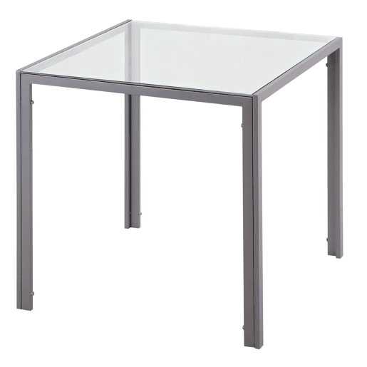 Mesa de jantar de vidro, mesa de cozinha quadrada para 4 pessoas com pés de metal para sala de estar, 75x75x75 cm, cinza Mesa de jantar de vidro, mesa de cozinha quadrada para 4 pessoas com pés de metal para sala de estar, 75x75x75 cm, cinza
