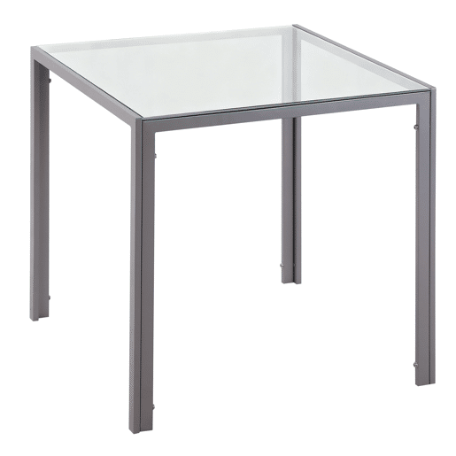 Mesa de jantar de vidro, mesa de cozinha quadrada para 4 pessoas com pés de metal para sala de estar, 75x75x75 cm, cinza Mesa de jantar de vidro, mesa de cozinha quadrada para 4 pessoas com pés de metal para sala de estar, 75x75x75 cm, cinza