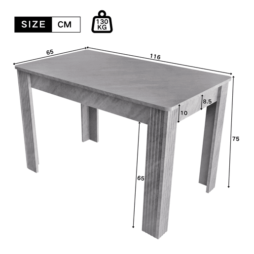 Mesa de jantar fixa retangular 116 cm de painel de partÃculas,cinza Mesa de jantar fixa retangular 116 cm de painel de partÃculas,cinza